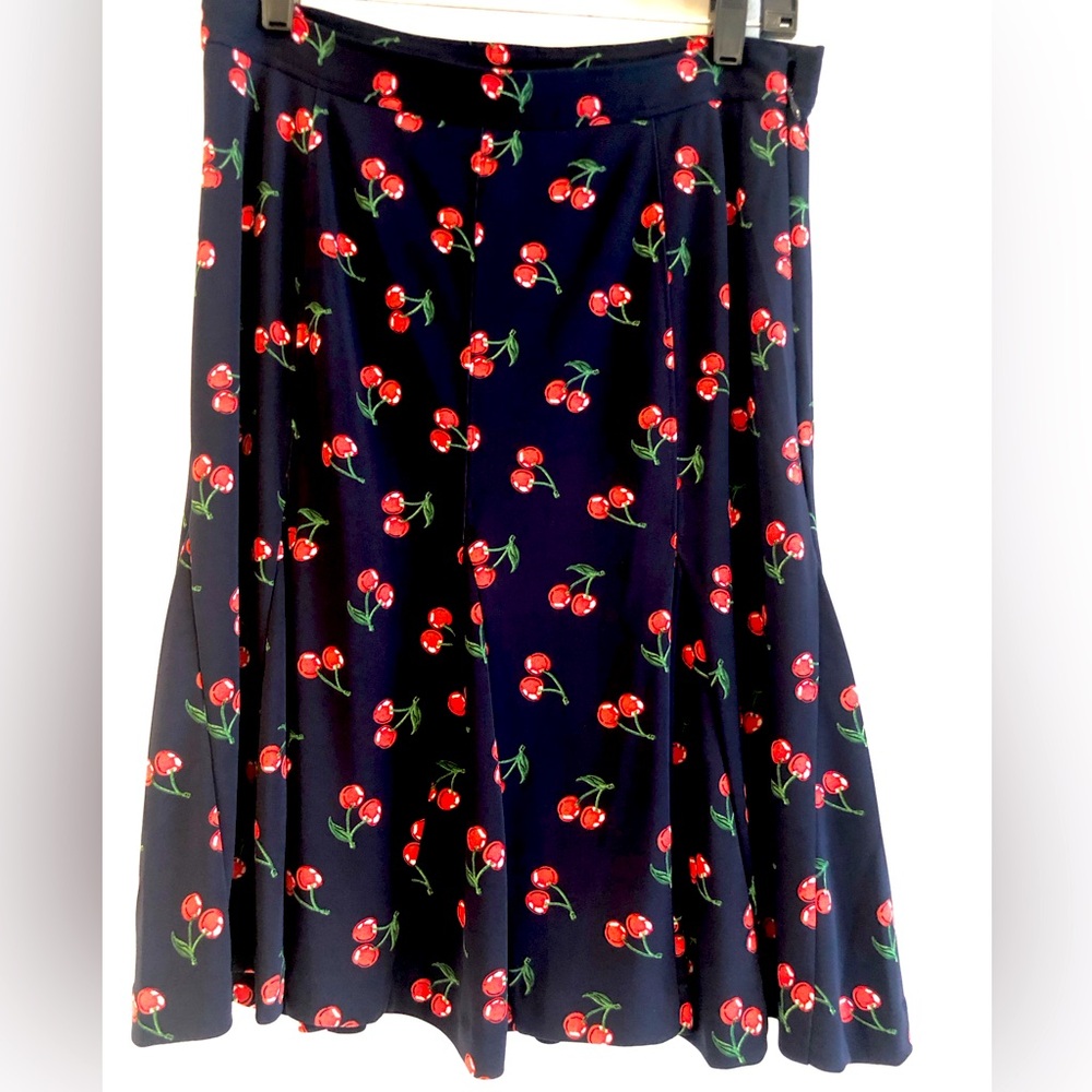 Talbots skirt, navy blue with cherries